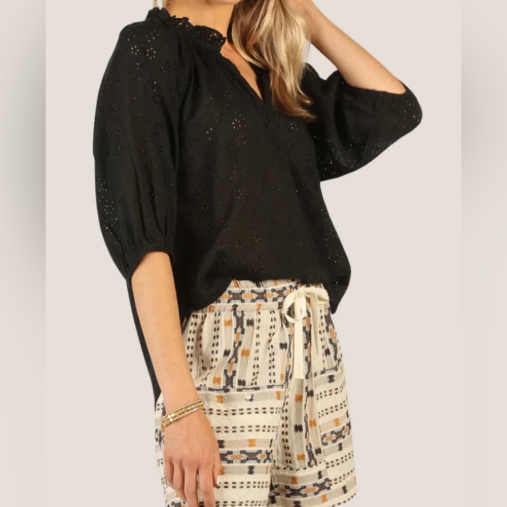 Dylan Women's Black Eyelet Top - Picture 3 of 4